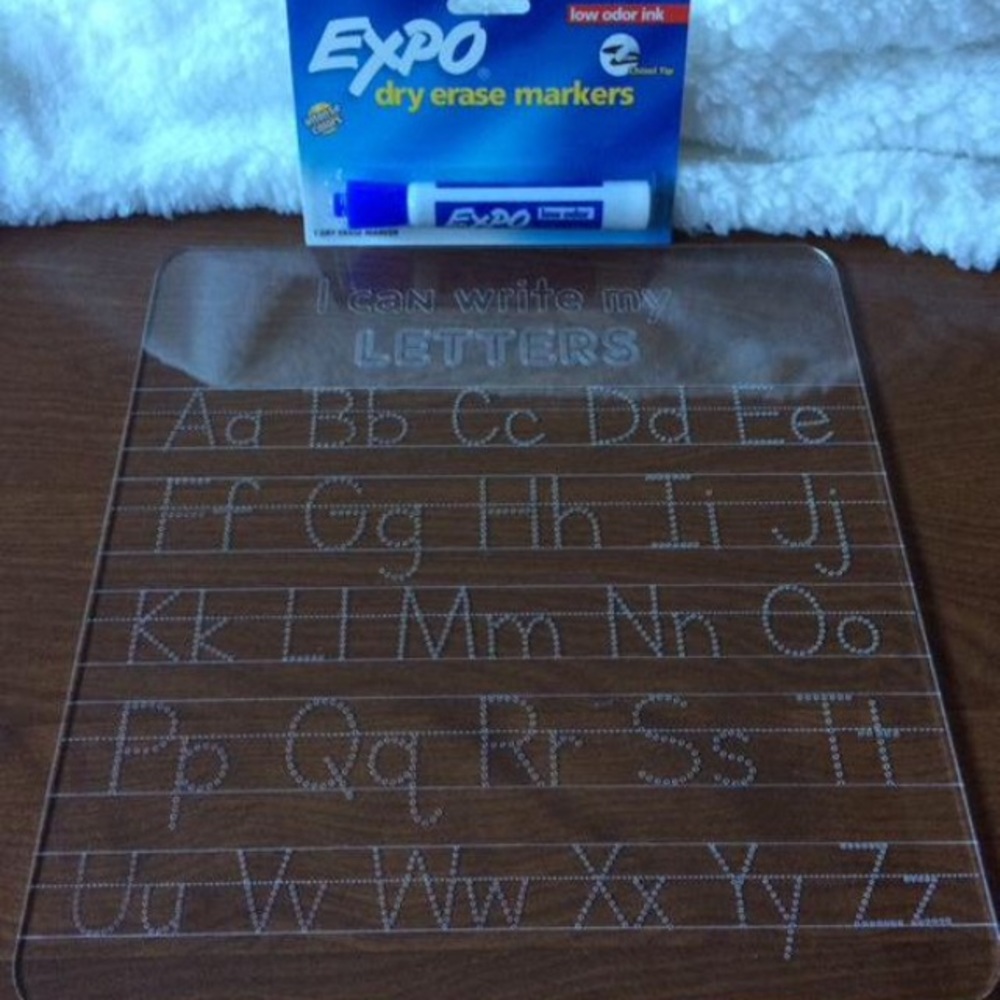 Reusable engraved acrylic clear ABC Tracing board